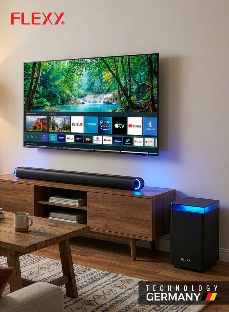 Flexy HQ75HI - 2.1 Home Theater 7500W PMPO Bluetooth FM USB LED Soundbar Satellites German Technology Remote 2-Year Warranty - Image 4